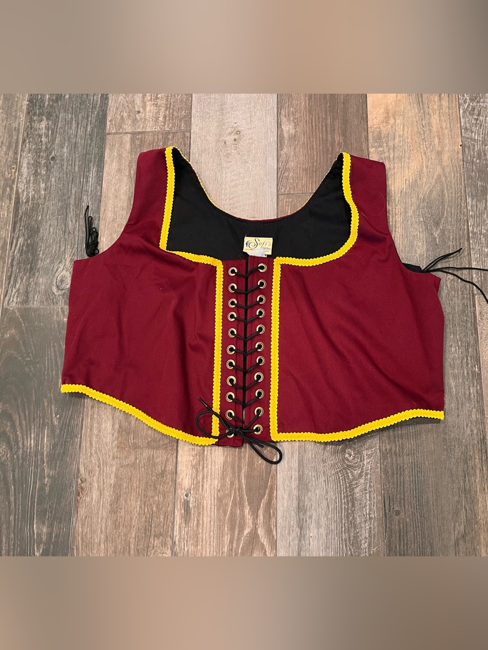 Sofi's Stitches Bodice Vest Bustier Women BurgundyGold Renaissance LARP Costume